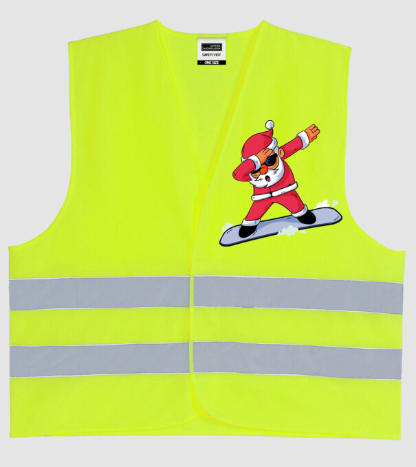 Moș Crăciun Snowboard DAB tricou amuzant model galben neon pe tricou