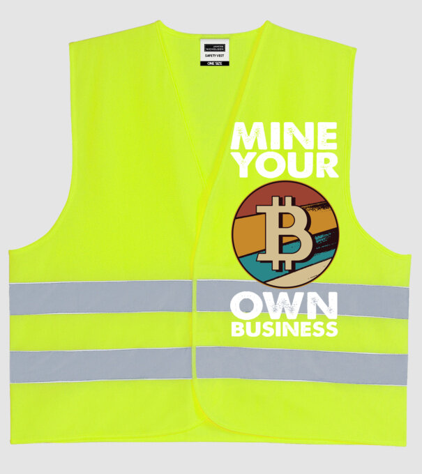 Mine your own business Bitcoin model galben neon pe tricou