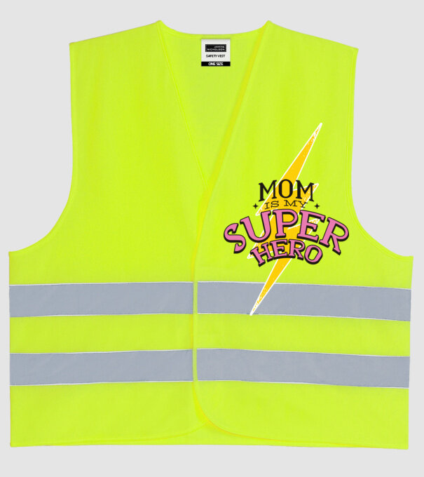 Mom is my Superhero tricou pentru mama model galben neon pe tricou