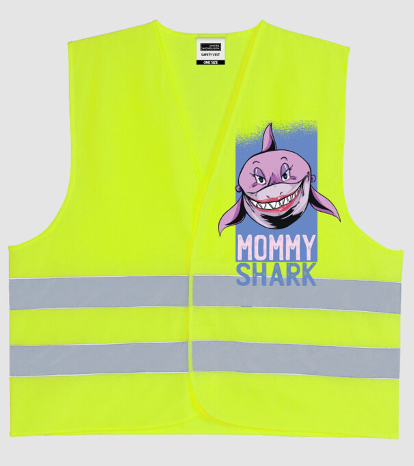 Mommy Shark tricou pentru mama model galben neon pe tricou