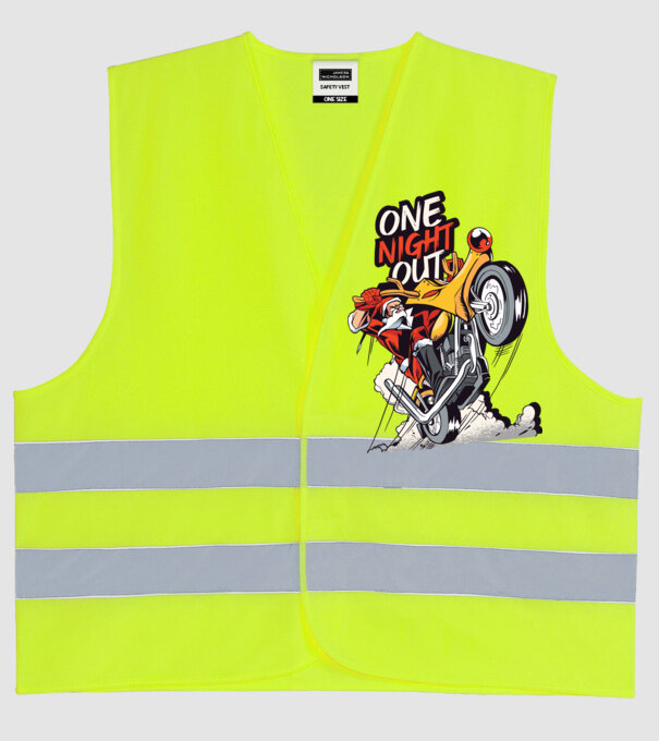 Moș Crăciun pe motocicletă în zi liberă model galben neon pe tricou