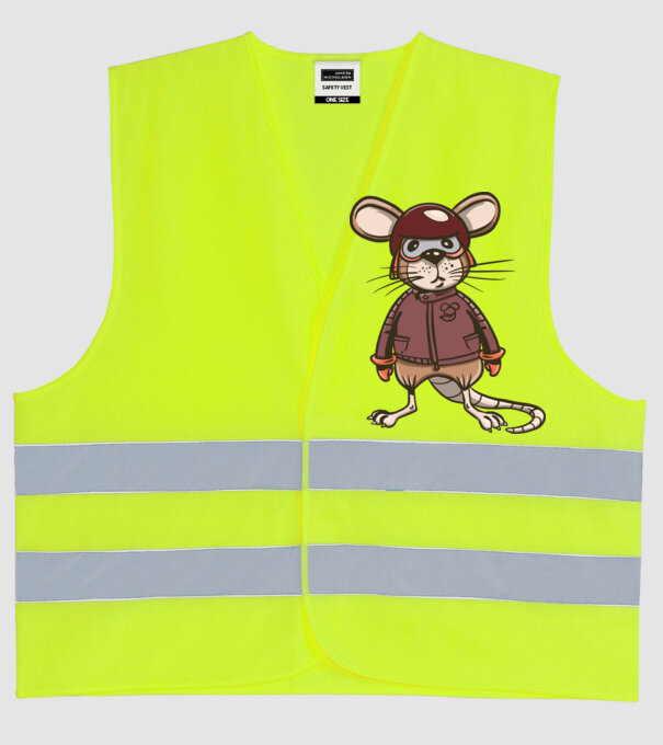 Șobolan motociclist model galben neon pe tricou