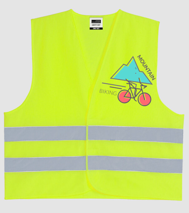 Mountain Biking model galben neon pe tricou