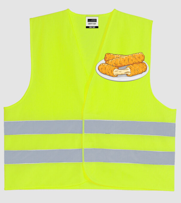 Fâșii de mozarella model galben neon pe tricou