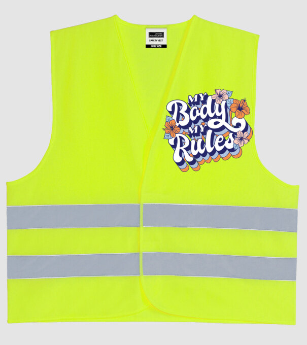 My Body My Rules model galben neon pe tricou