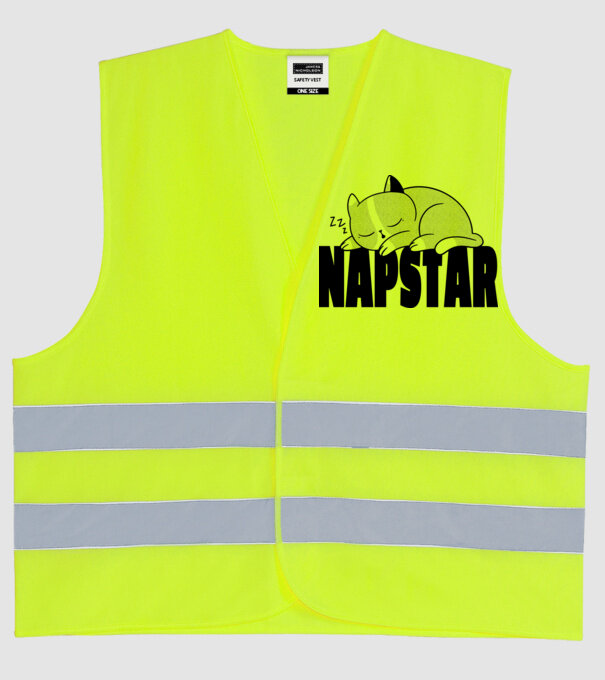 Pisică Napstar model galben neon pe tricou