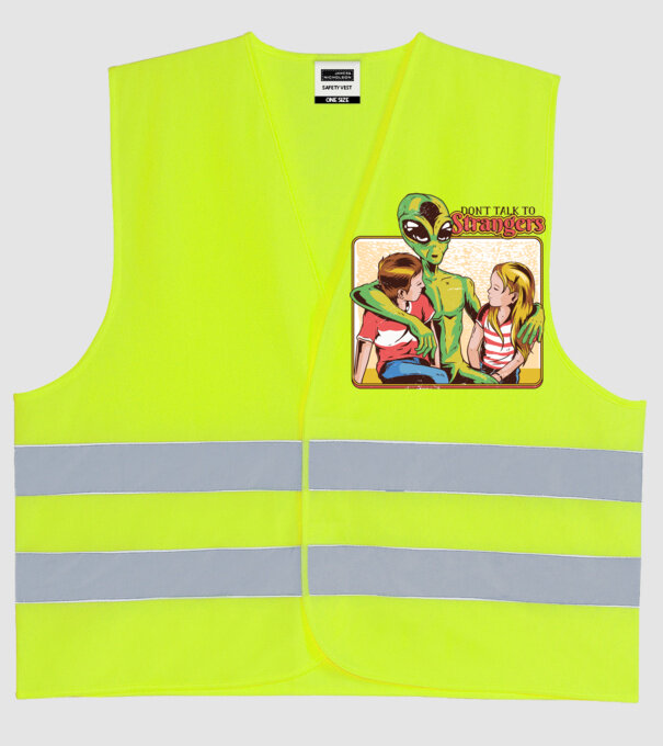 Nu vorbi cu străini tricou amuzant Alien model galben neon pe tricou