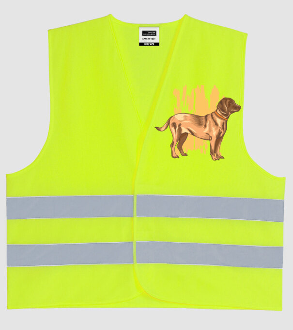 Câine de vânătoare german model galben neon pe tricou