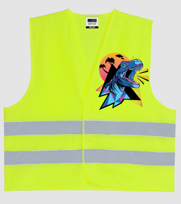 Tricou Neon dinozaur retro model galben neon pe tricou