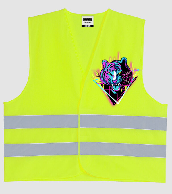 Tigru Neon anii 80 retro model galben neon pe tricou