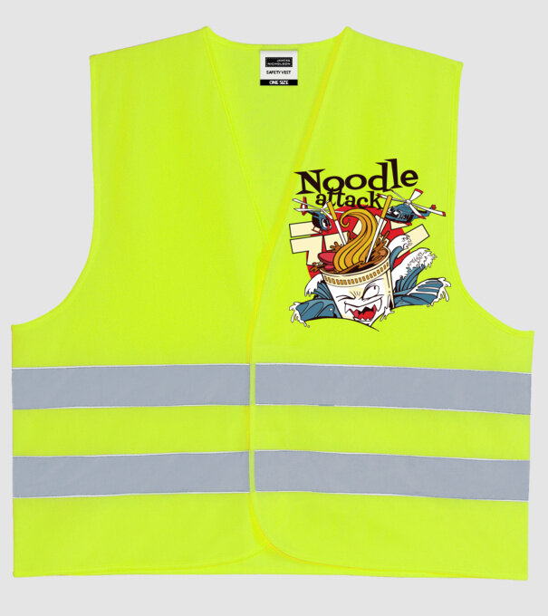 Noodle Attack model galben neon pe tricou