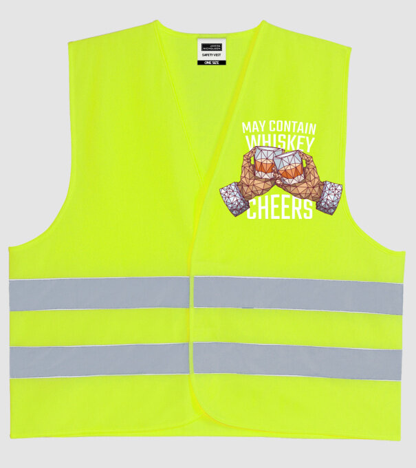 Poate conține urme de whisky model galben neon pe tricou