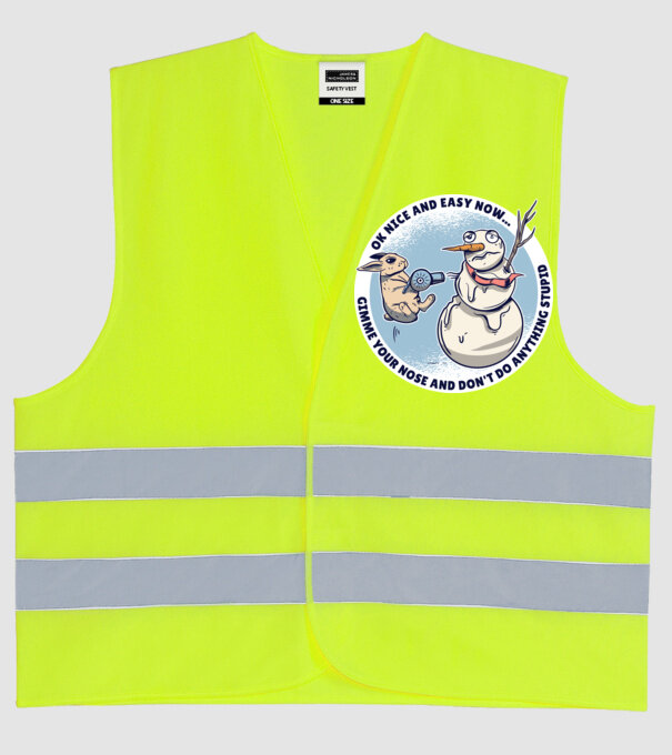 Ok nice and easy now... Iepurașul terorizează omul de zăpadă tricou amuzant model galben neon pe tricou