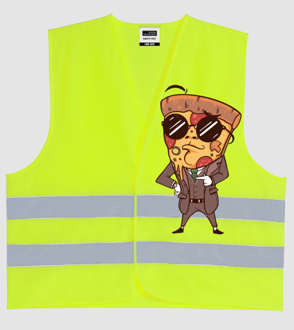 Agent de pizza în Costum model galben neon pe tricou