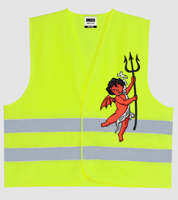 Diavol cu Țigaretă model galben neon pe tricou