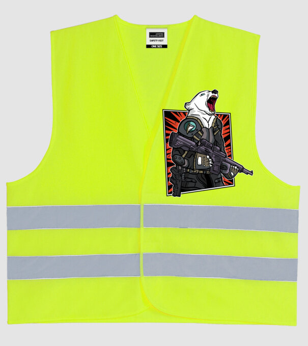 Ursul rusesc înarmat model galben neon pe tricou