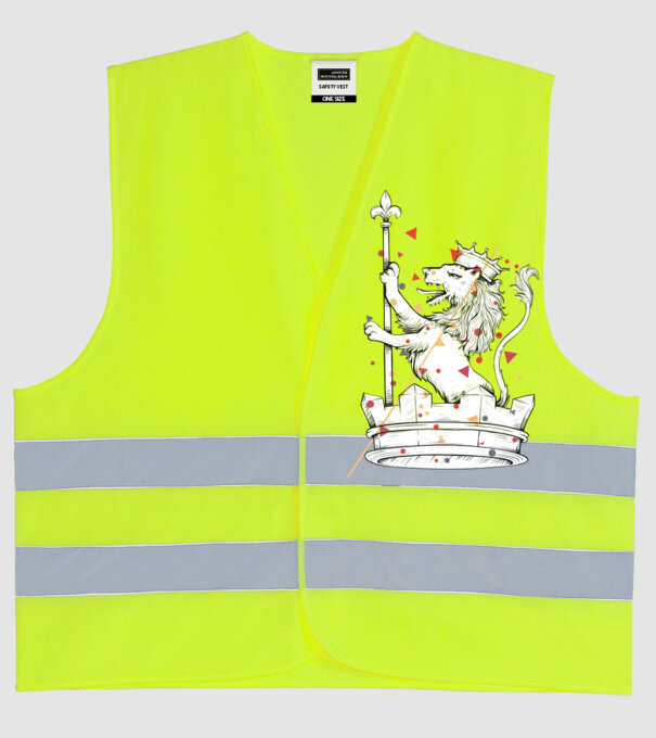Leu Coroană model galben neon pe tricou