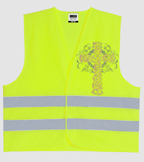 Cruce veche vikingă model galben neon pe tricou