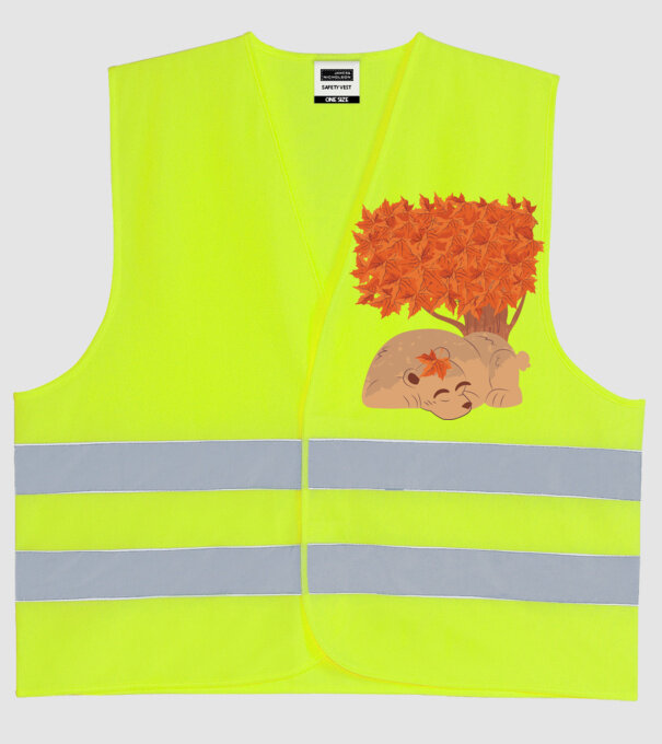 Urs de toamnă model galben neon pe tricou