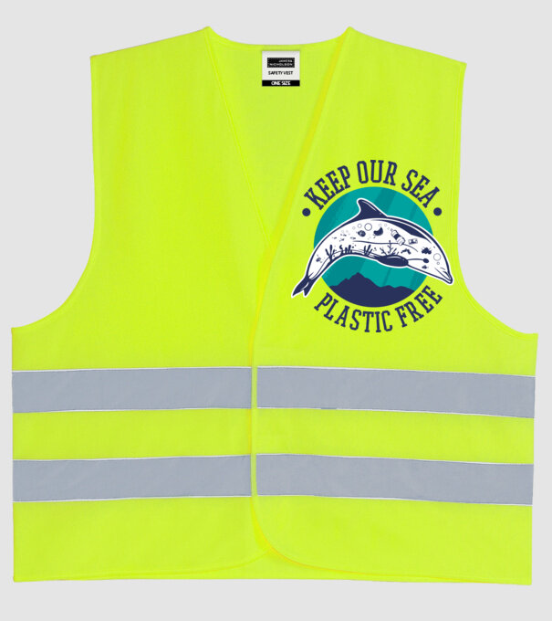 Să protejăm apele de plastic model galben neon pe tricou