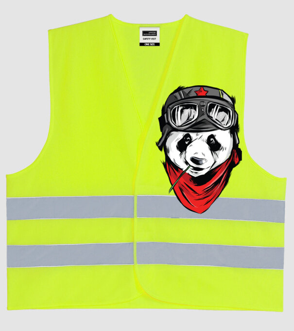Panda Gerilla model galben neon pe tricou