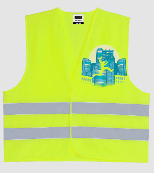 Parkour model galben neon pe tricou