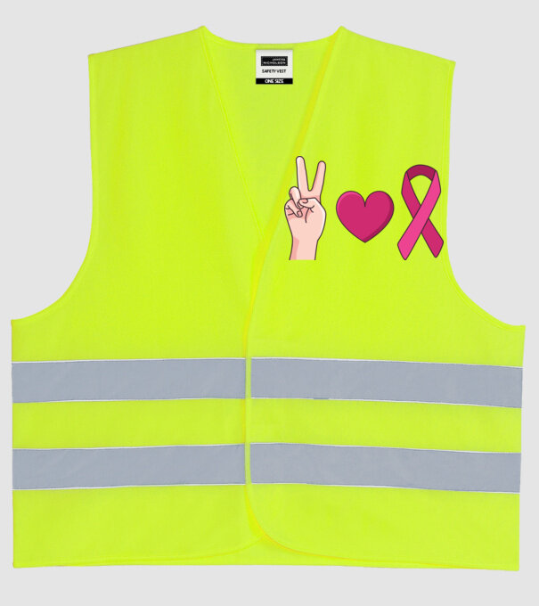 Peace Love lupta împotriva cancerului de sân model galben neon pe tricou