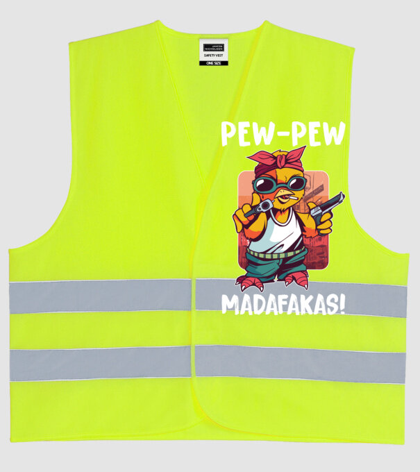 Pew Pew Pew Madafakas Pui model galben neon pe tricou