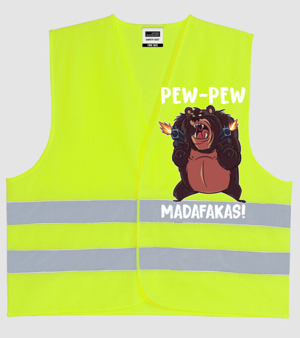 Pew Pew Pew Madafakas Urs model galben neon pe tricou