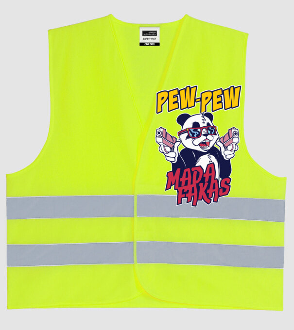 Pew Pew Pew Madafakas Panda model galben neon pe tricou