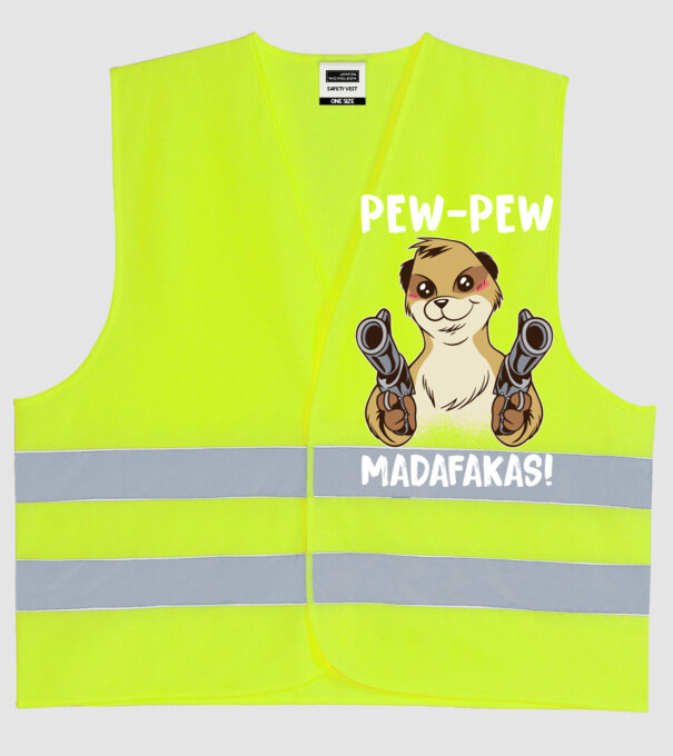 Pew Pew Pew Madafakas Suricată model galben neon pe tricou