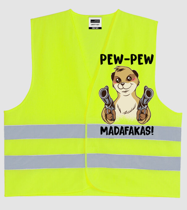 Pew Pew Pew Madafakas Suricată alb model galben neon pe tricou
