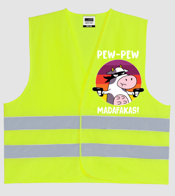Pew Pew Pew Madafakas Vacă model galben neon pe tricou