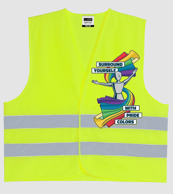 Pride cu curcubeu model galben neon pe tricou