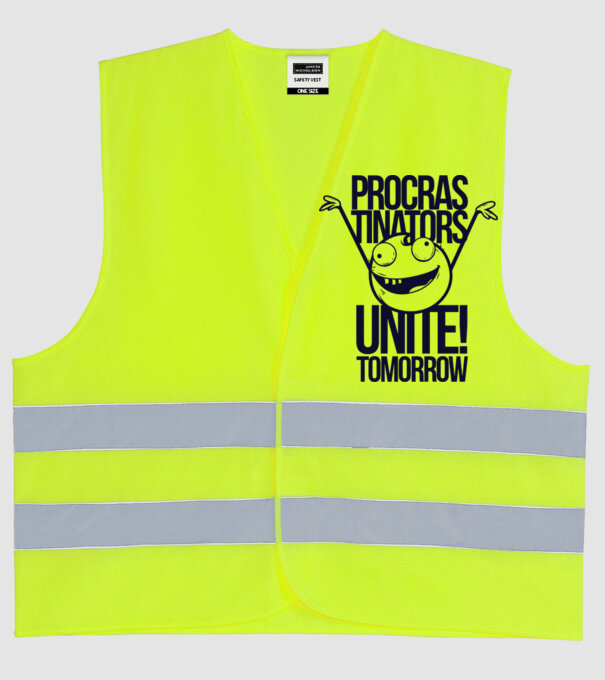 Procastrinators Unite model galben neon pe tricou