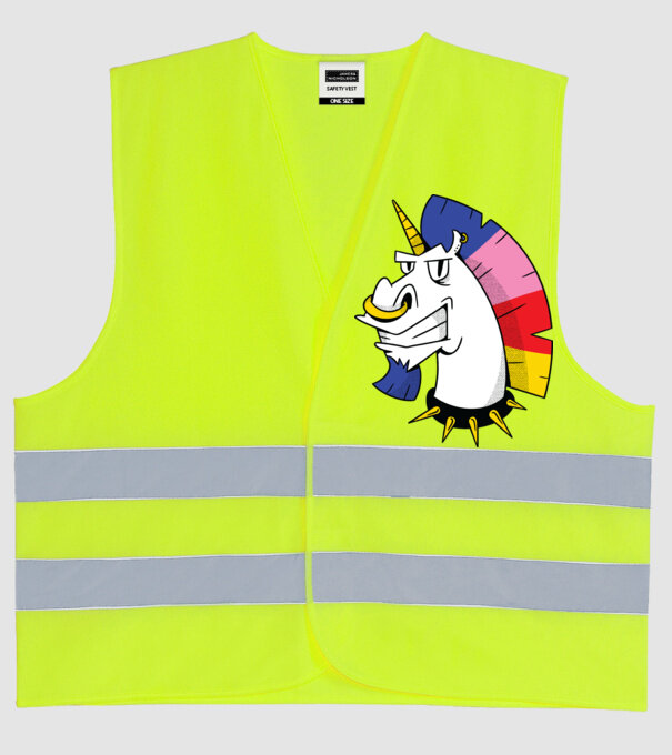 Punk unicorn model galben neon pe tricou
