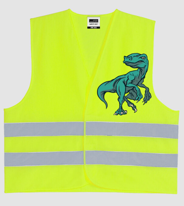 Dinozaur Raptor model galben neon pe tricou