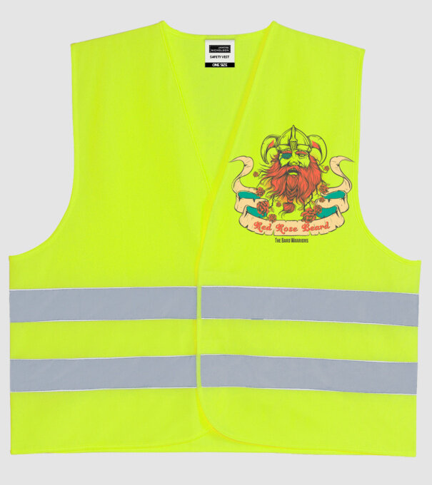 Red Rose Beards - Războinic Barbă model galben neon pe tricou