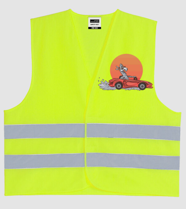 Mașină Retro Llama model galben neon pe tricou