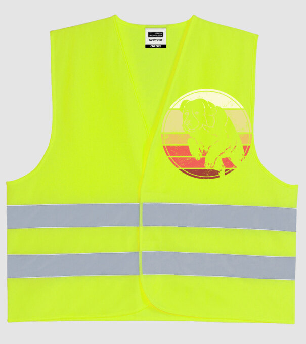 Câine Retro Landseer model galben neon pe tricou