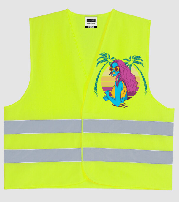 Fată Retro model galben neon pe tricou