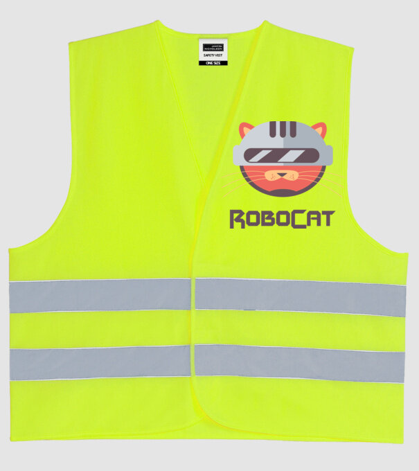 Robocat model galben neon pe tricou