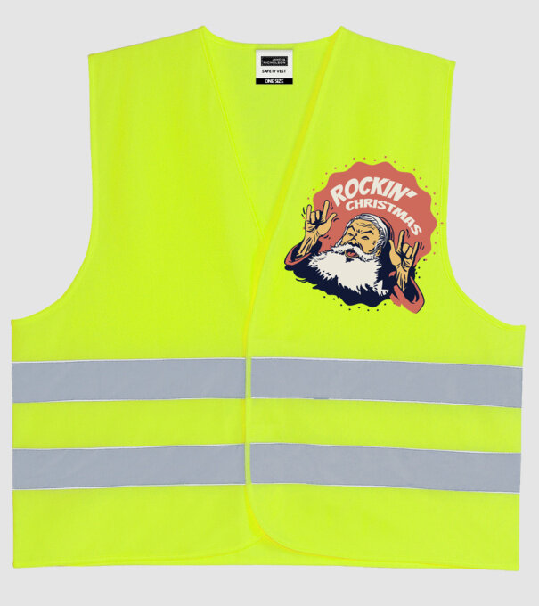 'Rockin'' Christmas Crăciun' model galben neon pe tricou