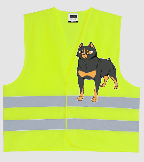 Rottweiler pisică model galben neon pe tricou