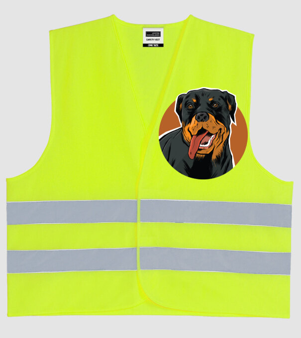 Tricou cu Câine Rottweiler model galben neon pe tricou