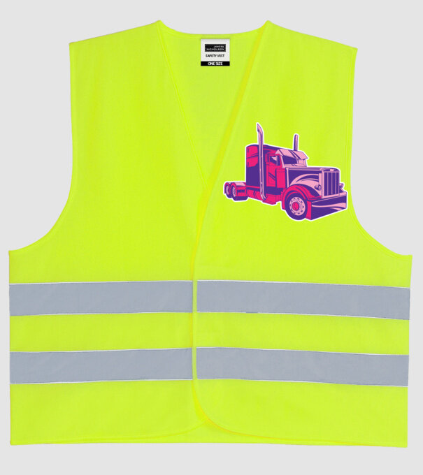 Camion roz model galben neon pe tricou