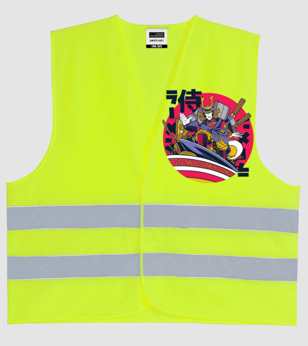 Samurai Ramen Surf model galben neon pe tricou