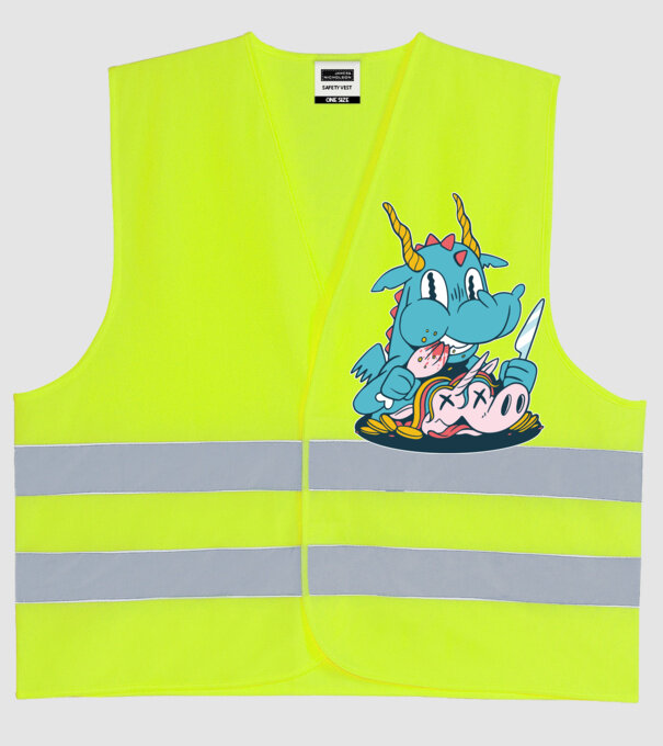 Dragonul a mâncat unicornul model galben neon pe tricou