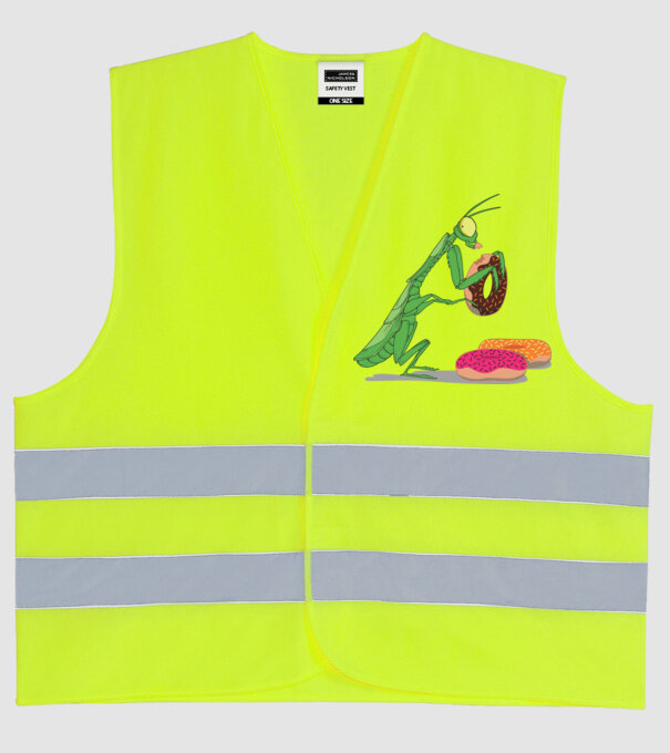 Lăcustă cu gogoașă model galben neon pe tricou