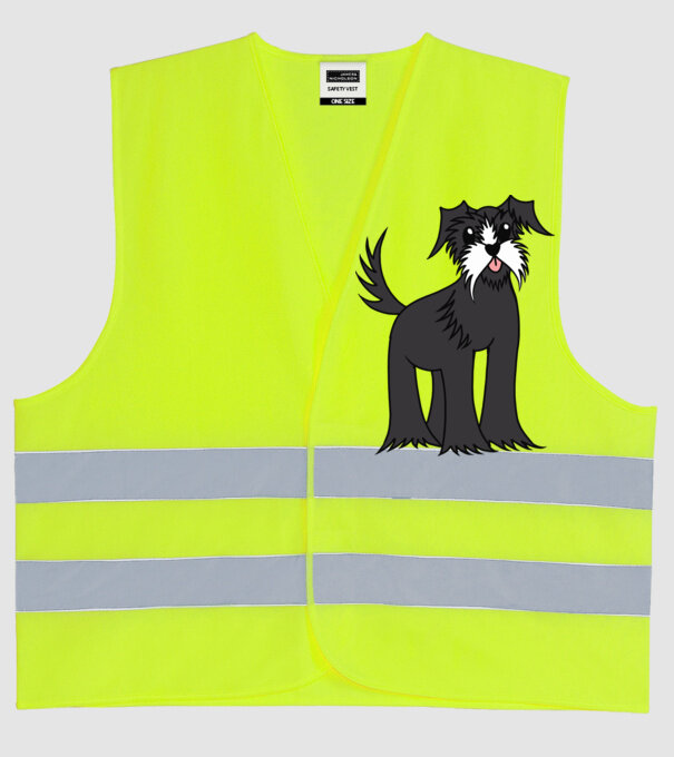 Desen Schnauzer model galben neon pe tricou